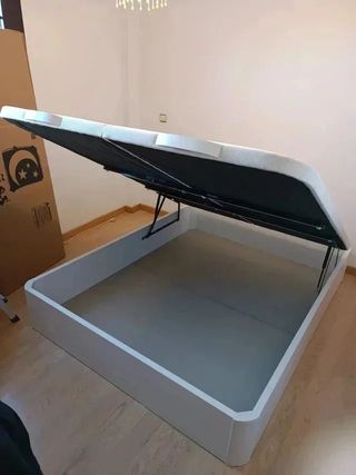 Canape abatible madera, base tapizada y colchones