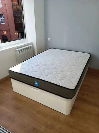 Canape abatible madera, base tapizada y colchones