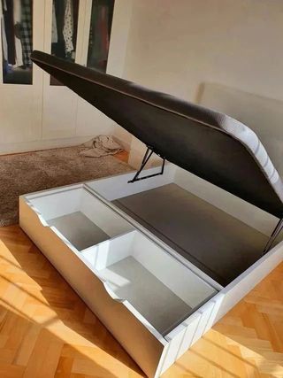 Canape abatible madera, base tapizada y colchones