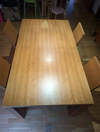 Mesa de comedor de madera + Sillas acolchadas