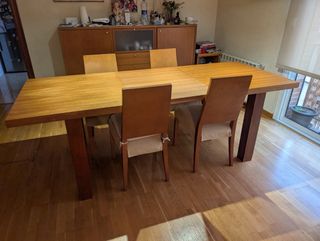 Mesa de comedor de madera + Sillas acolchadas