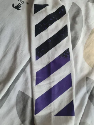 Felpa Off-White Bianca con Righe Viola