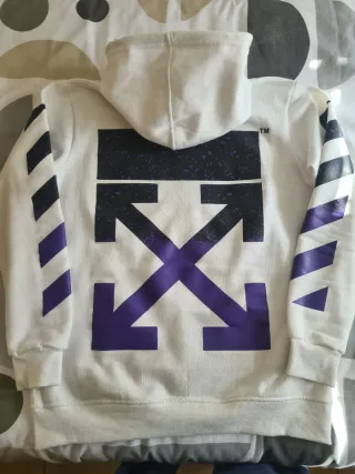 Felpa Off-White Bianca con Righe Viola