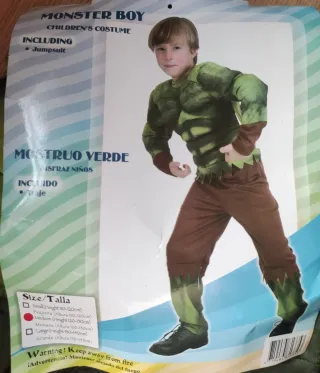 Disfraz Monstruo Verde Musculoso Niño Talla M