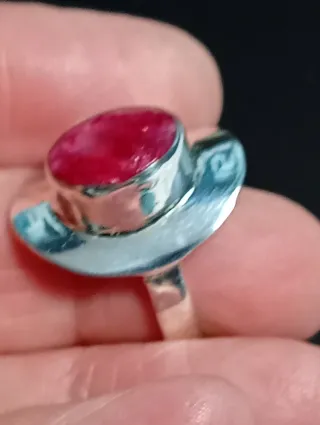 Anillo Plata Ley rubí facetado