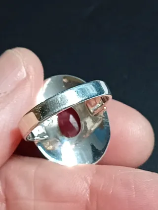 Anillo Plata Ley rubí facetado