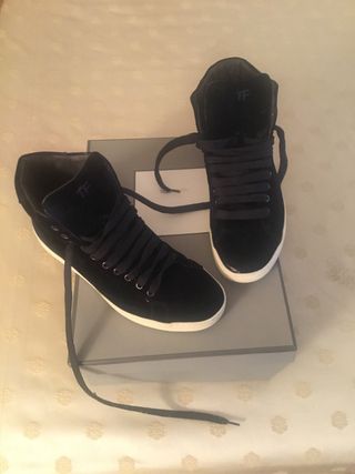 Sneakers alte Tom Ford velluto blu