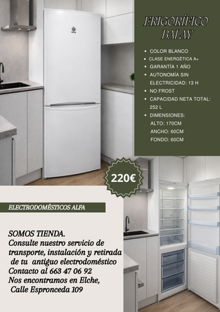 Frigorífico Balay Blanco 252L