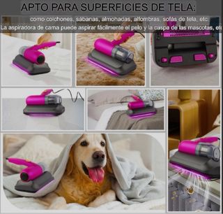 Aspiradora de mano rosa con base de carga