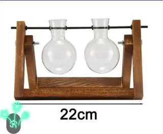 Florero/Terrario Madera y Cristal