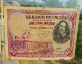 Billete 50 pts 1928