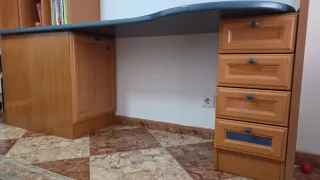 Mueble juvenil o salón madera y azul