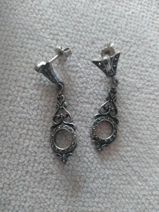 Pendientes vintage plata y marquesitas