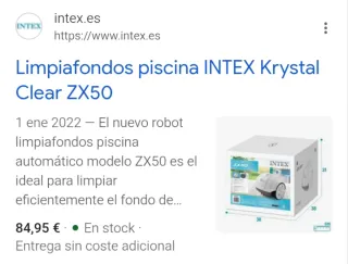 Limpiafondos Piscina INTEX Krystal Clear ZX50