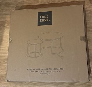 Juego 2 mesas auxiliares madera y metal