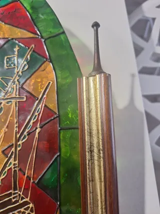 Precioso cuadro de Vidrio Policromado Barco