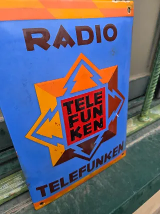 Cartel esmaltado antiguo Telefunken Radio