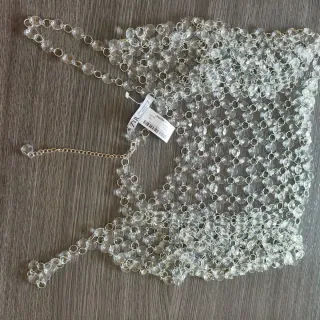 Top Zara Pedrería Plata Talla M