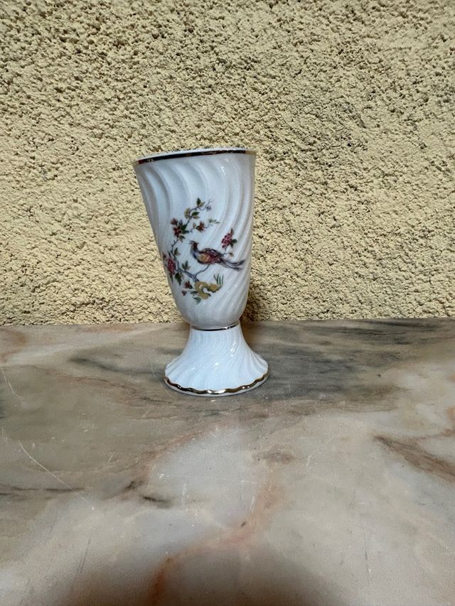 Mazagrán Limoges Porcelana Pájaro Flores