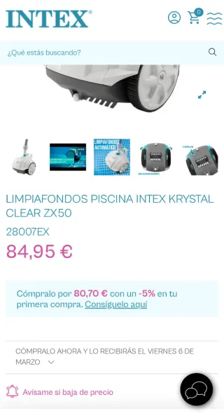 Robot limpiafondos piscina Krystal Clear ZX50