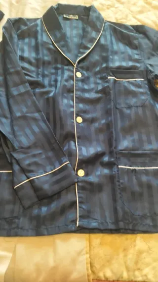 Pijama 3 piezas azul rayas