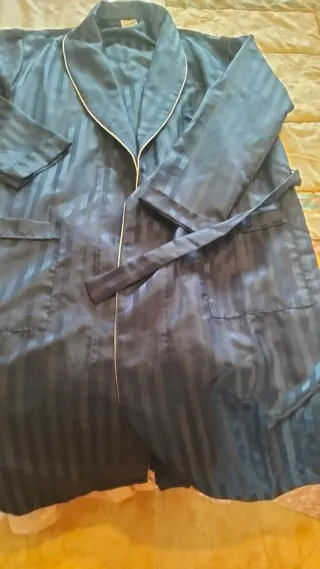 Pijama 3 piezas azul rayas