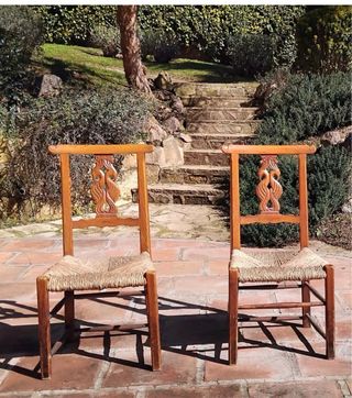 Sillas de madera con asiento de enea