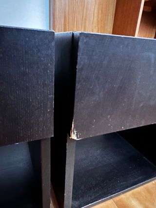 2 Mesitas Noche IKEA Cristal Madera Negras