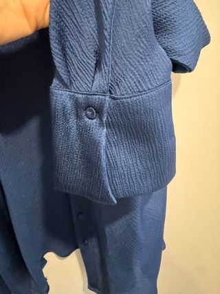 Camisa satinada azul mango XL