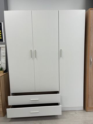Armario 3 puertas 2 cajones blanco