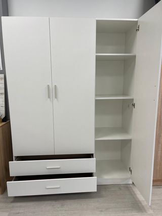 Armario 3 puertas 2 cajones blanco
