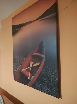 Cuadro Decorativo Paisaje Lago y Canoa