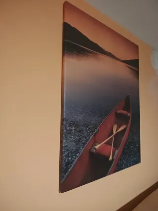 Cuadro Decorativo Paisaje Lago y Canoa