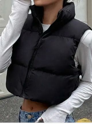 Chaleco acolchado corto con cremallera talla XS