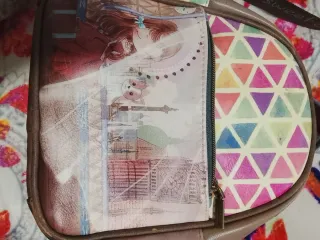 Mochila pequeña mujer beige