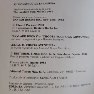 El Monstruo de la laguna. Elige tu propia aventura