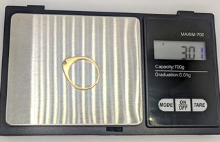 Solitario de oro de 18k circonita, 3.01 g, T-14.