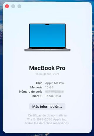 MacBook M1 Pro 16" 16GB 512GB Plata