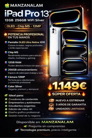 iPad Pro 13 12GB 256GB Plata