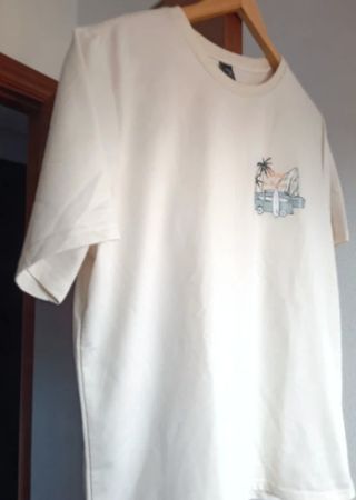 Camiseta Surf Furgoneta Hombre Beige Talla M