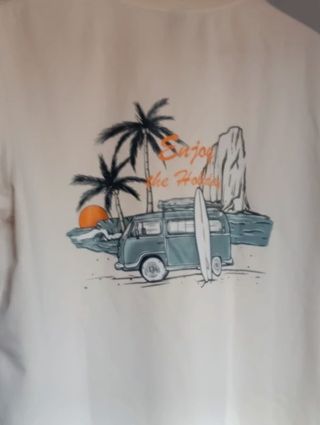 Camiseta Surf Furgoneta Hombre Beige Talla M