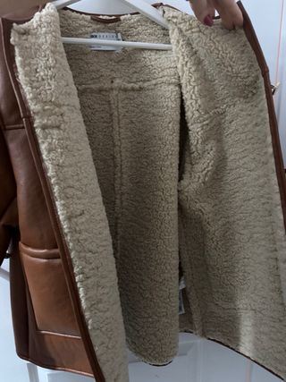 Chaqueta polipiel y borrego marrón Talla L