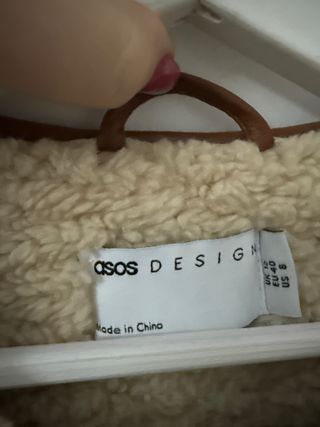 Chaqueta polipiel y borrego marrón Talla L