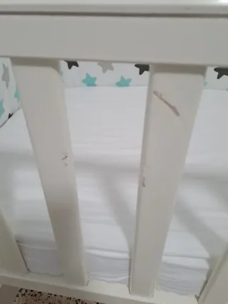 Minicuna blanca con ruedas + colchon