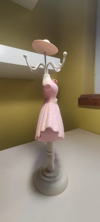 Organizador Joyas Vestido vintage Rosa y Blanco