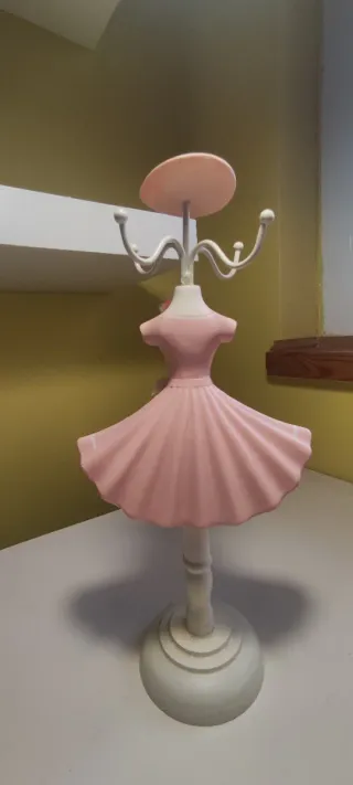 Organizador Joyas Vestido vintage Rosa y Blanco