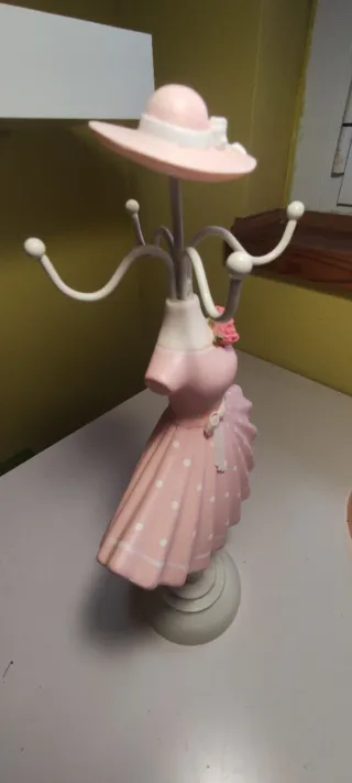 Organizador Joyas Vestido vintage Rosa y Blanco