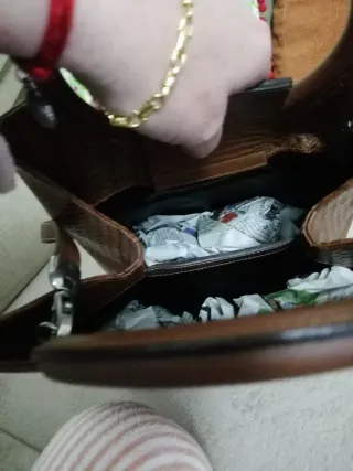 Bolso de piel trenzada marrón