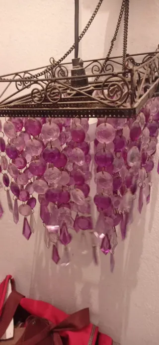 Lámpara colgante de cristal morado