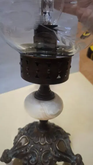 Lampada vintage ottone, onice e vetro